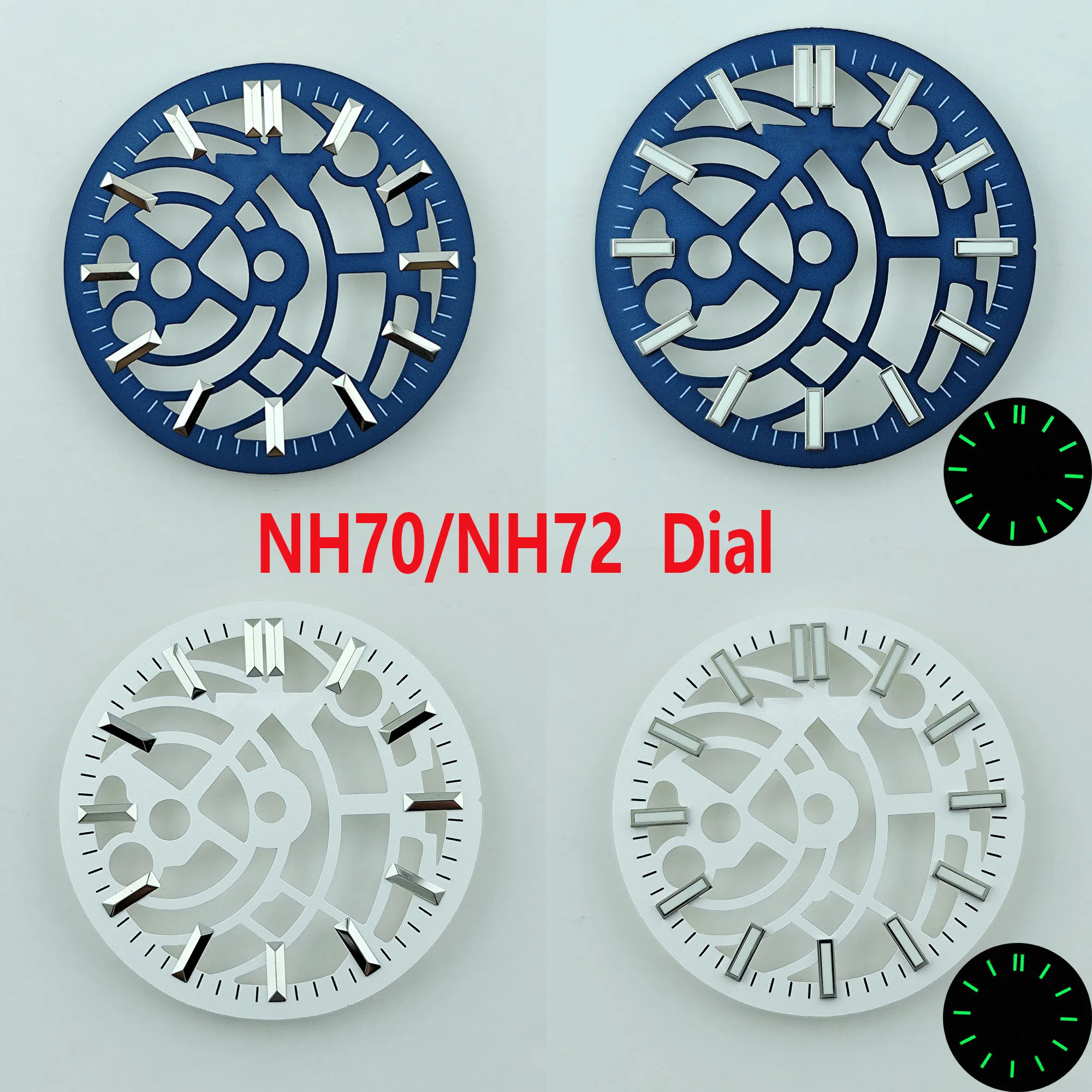 

28.5mm NH70 dial hollow out S dial green luminous dial Suitable for NH70 NH72 movement watch accessories Watch dial