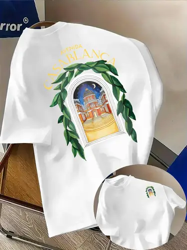 Stylish North Africa Inspired Tee Featuring Night Cityscape Green Leaves 100% Cotton Men's T-shirt Summer Streetwear - Image 11