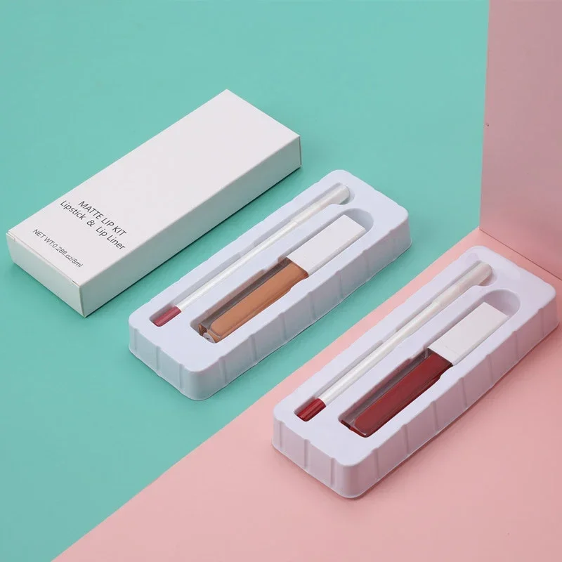 21 Colors Vegan Lip Gloss Lip Liner Kit Private Label Lip Glaze Non-sticky Matte Lipstick Lipliner Set Makeup Wholesale 5