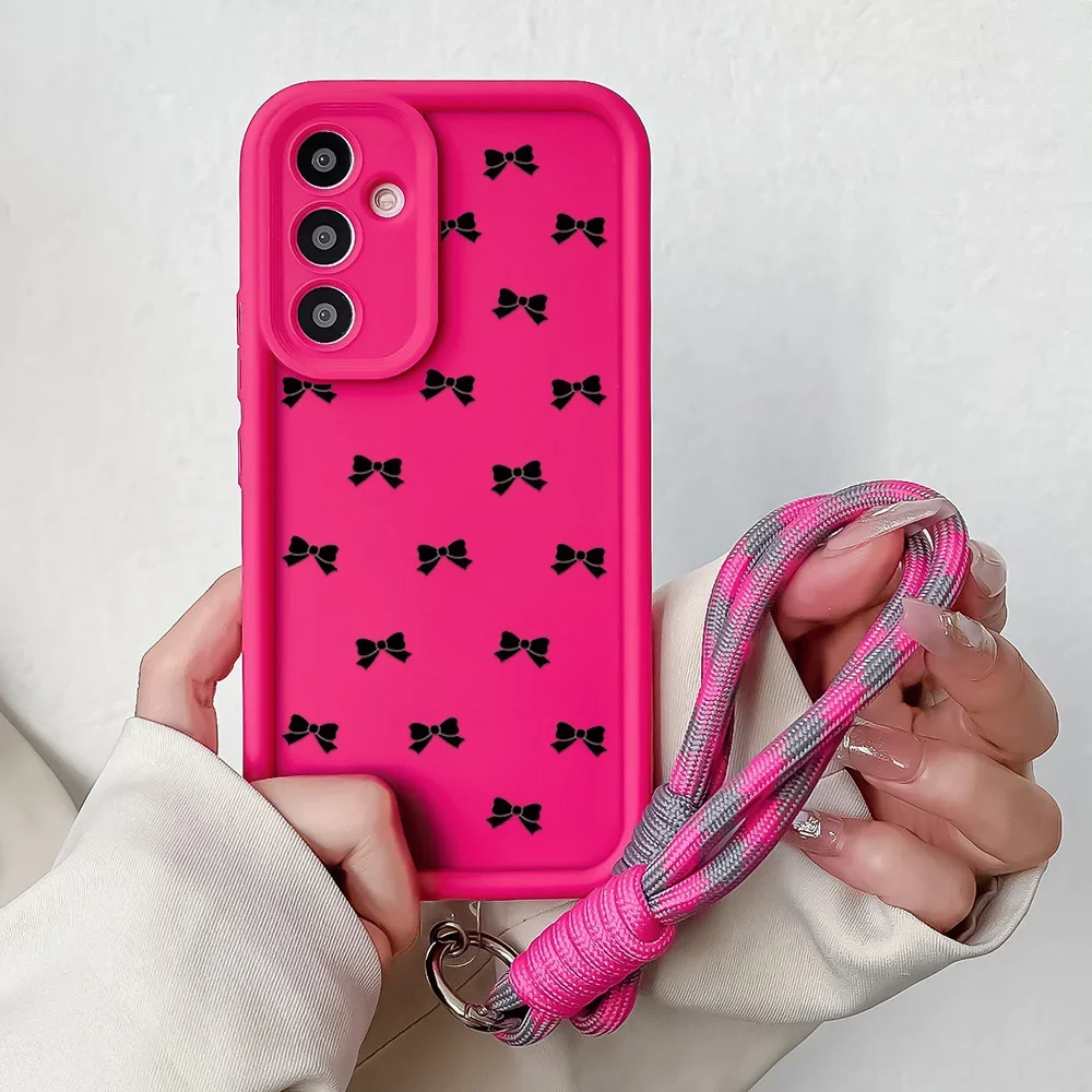 Sweet Bow Lanyard Case with Wrist Chain Hang Strap Cover