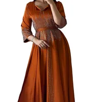 Moyen-Orient Ramadan marocain musulman forgé visage Robe arabe dubaï Robe de luxe mode chaude diamant Robe de soirée 5