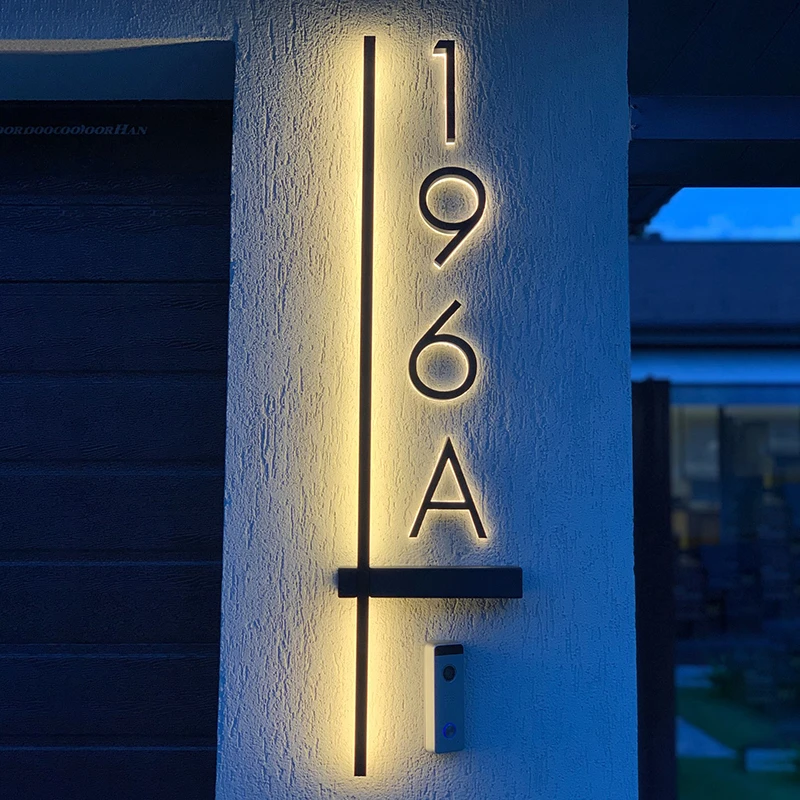 Metal 3D LED Exterior House Numbers Modern Home Door Plate Light Backlit  Signs Outdoor Waterproof Number Plaque Free Transformer| | - AliExpress