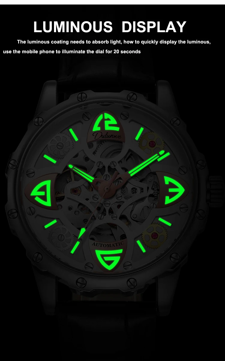 Meeste luksuslikud helendavad mehaanilised randmekellad, automaatne veekindel kell meestele_voghion.com