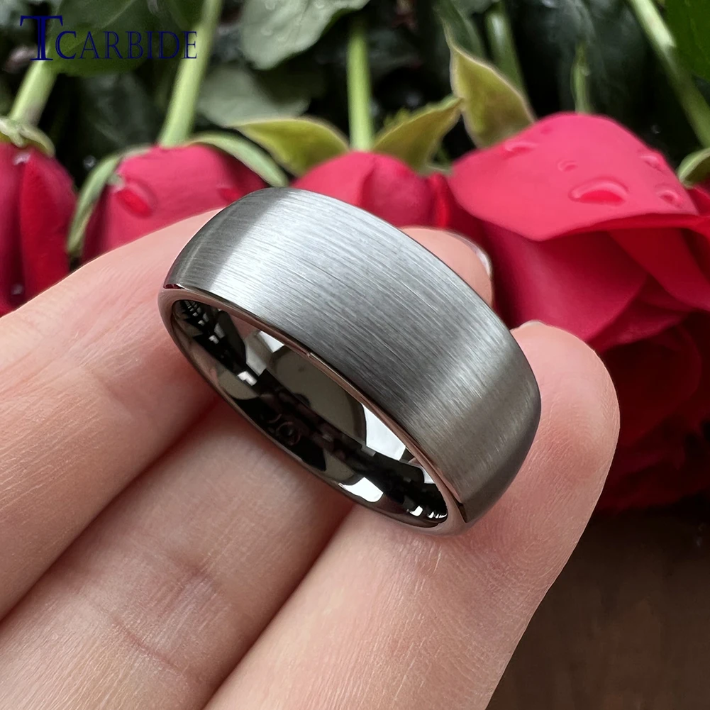 6mm 8mm Tungsten Engagement Ring For Women Men Domed Brushed Multicolor Jewelry Accessories Comfort Fit 5