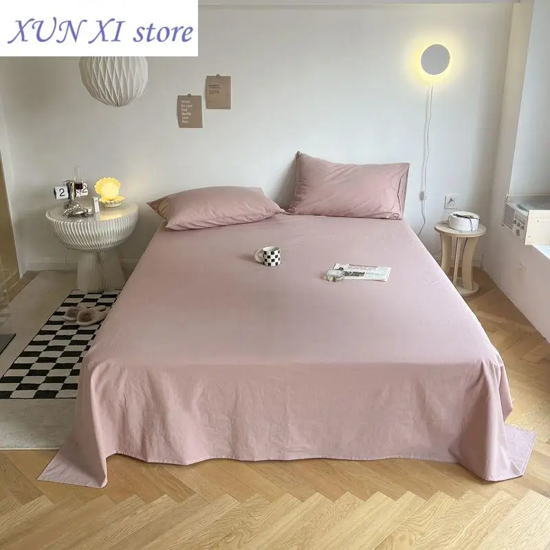 New Bed Sheets Soft Comfortable Cotton Flat Sheet Solid Color Bedsheet Single Qut Solid Color Flat Sheet for Adult Sheet Sets 1