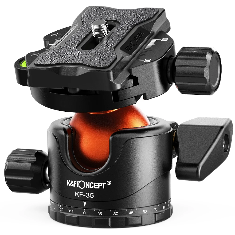 Tripod Ball Head Camera Head Adapter K&F CONCEPT BH-35L Ballhead Tripod Mount Adapter 35mm Large Ball Head Adapter QR Plate 1/4inch Aluminium Alloy 15kg Payload