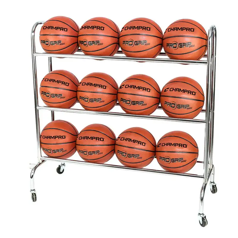 

Rolling Basketball Ball Cart Storage Rack, 3 Rows/12 Ball Capacity