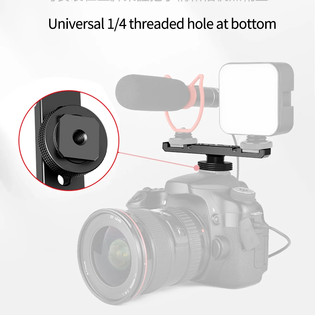 Cold Shoe Mount Adapter Verlängerungsstange Halterung Ständer für Kamera Handy Vlog Video Licht Triple Hot Shoe Plate Mount – Detail 10