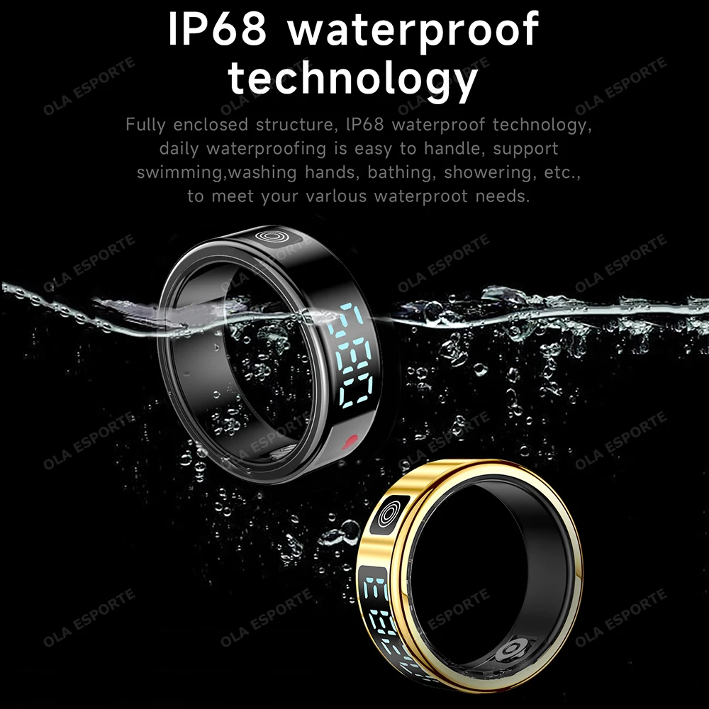 2025 New Smart Ring with Display Screen and Touch, Men Women, Heart Rate Health Monitor, 5ATM Waterproof Sports Smartring Sr08 4