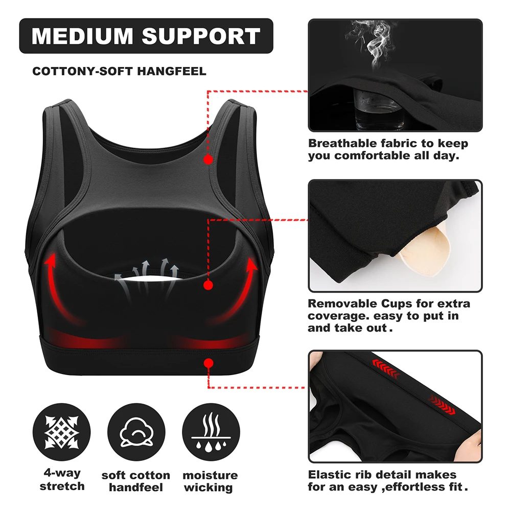 Push up Sports Bra for Women Sexy Hollow Crop Tops with Removable Cups Workout Fitness Yoga Bra Medium Support