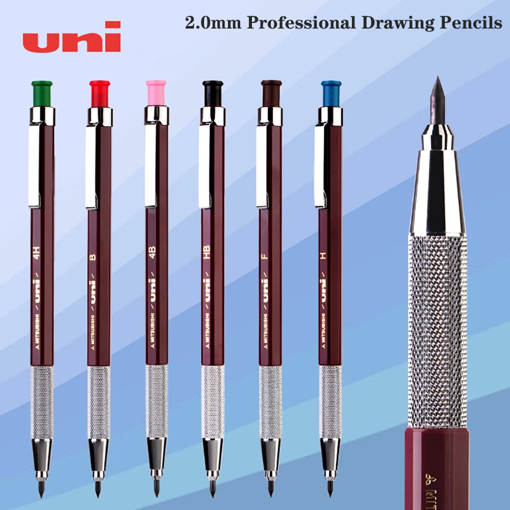 Uni Mechanical Pencil 2.0mm MH-500 Metal Pen Holding Hexagonal Stick Thick Head Sketch Painting Special Stationery 1