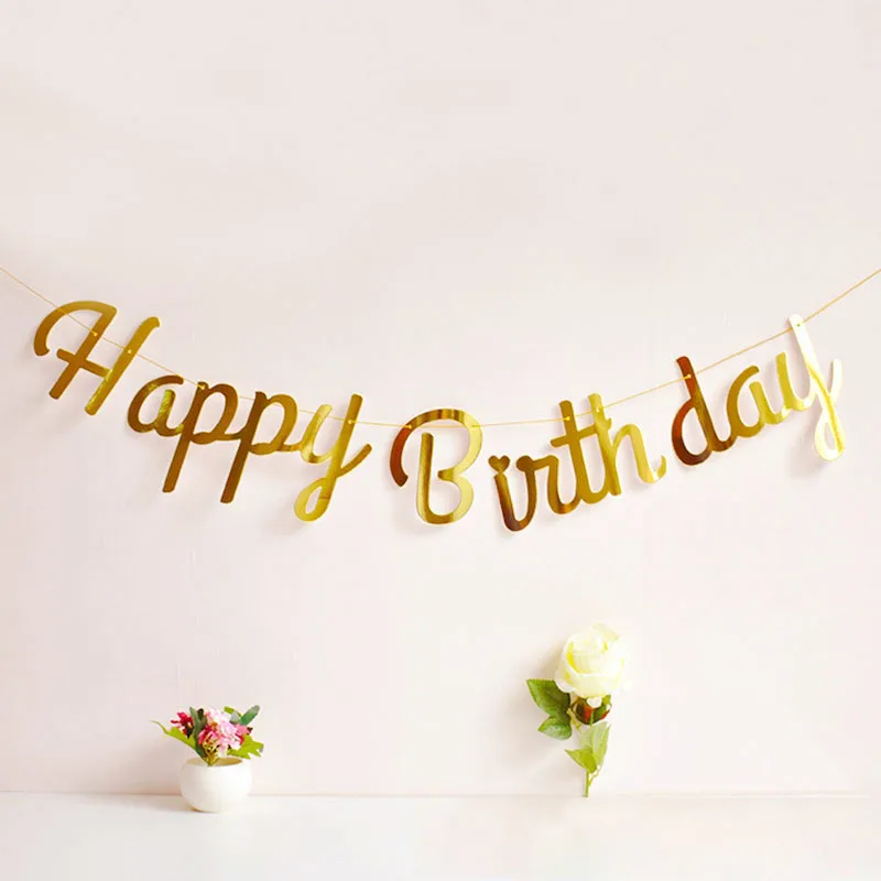 Happy Birthday Banner Party Decoration Paper Garland Bunting Supplies for First Boy Girl Adult Kids Baby 1st One Year party decorations,birthday banner