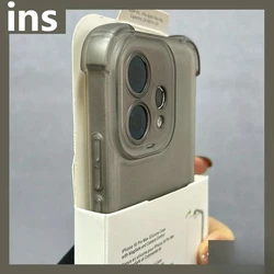 Airbag Soft Silicone Shockproof Clear TPU Frosted Protective Case Cover for OPPO Reno15 Pro Max (Black)