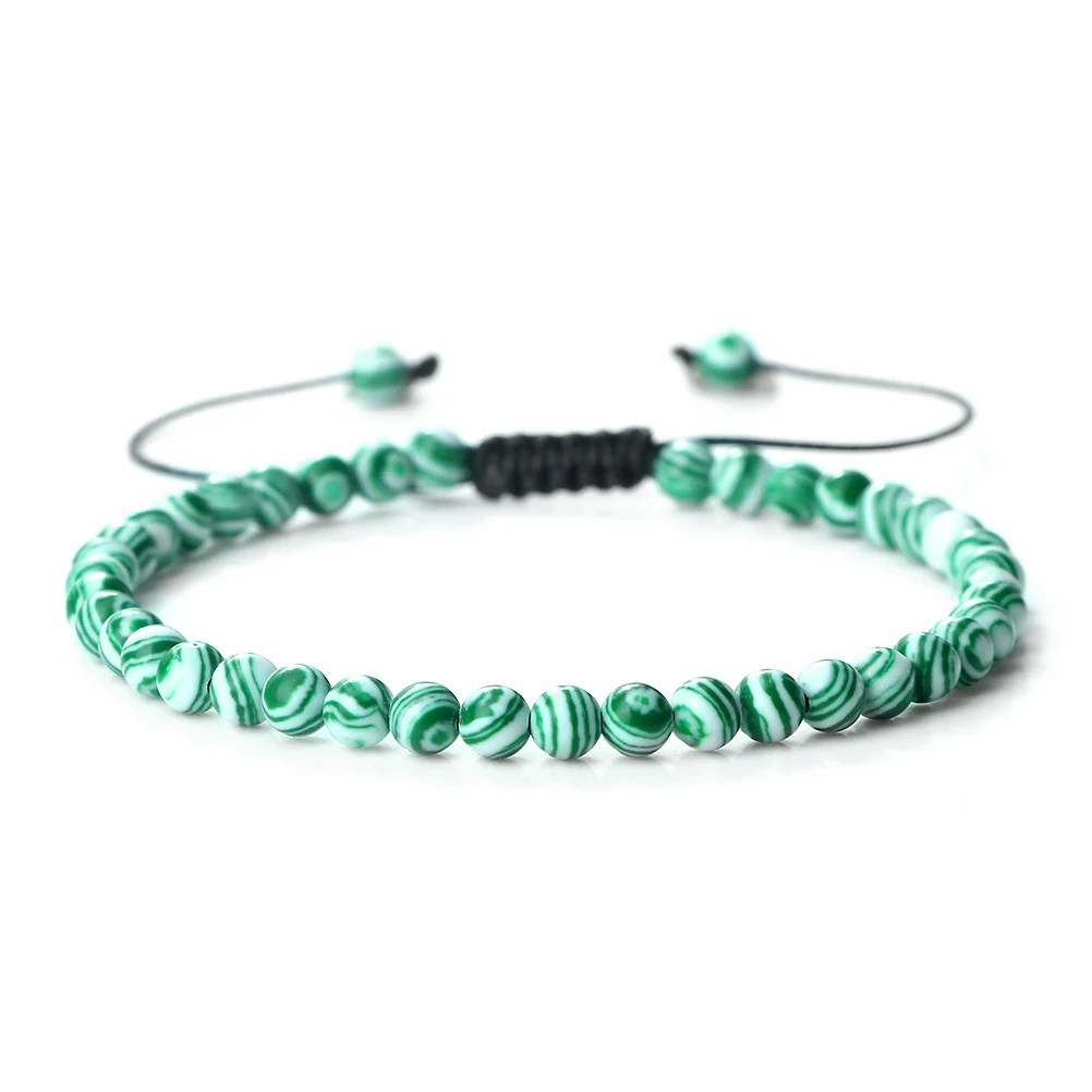 Multicolor Minimalist Natural Malachite Beaded Bracelet – Handmade Yoga Jewelry