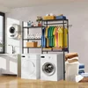 Laundry Clothes Drying Rack Indoor, Over Washer Laundry Storage Shelf, Bathroom Towel Rack Space Saver with Adjustable Shelves 3