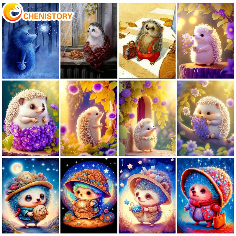

CHENISTORY Oil Painting By Numbers Hedgehog For Adults DIY Pictures By Numbers HandPaint Home Decor Gift Canvas Drawing