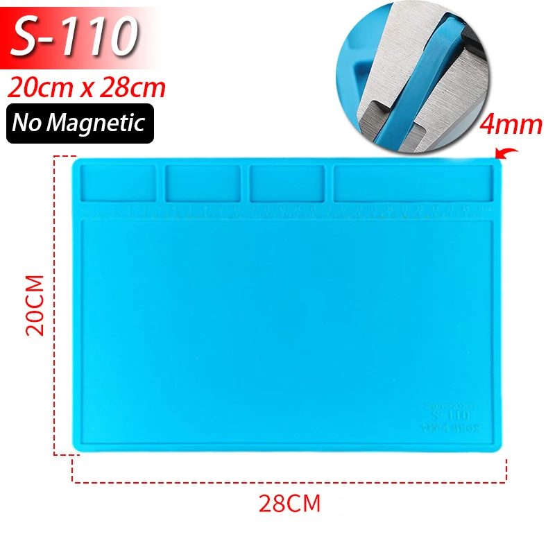 Tappetino Riparazione Silicone Resistente Al Calore 500°C Con Area Magnetica E 128 Scomparti Per Viti - Per Saldatura, Orologi, Telefoni - 4