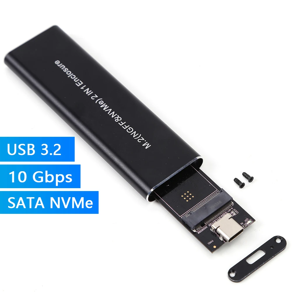 M.2 NVME SSD to USB 3.1 Case for M.2 SSD,10Gbps Dual Protocol M2 NVMe Box, PCIe NGFF SATA M2 NVMe Enclosure Adapter with OTG