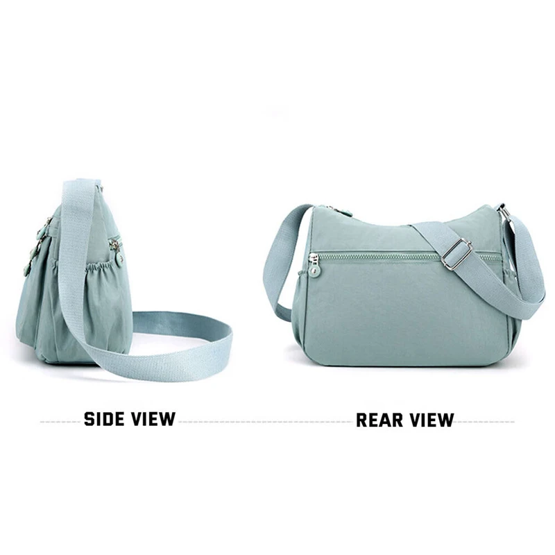 1PCS Women's Multi-layer Shoulder Bag Lightweight Waterproof Nylon Backpack Large Capacity Zipper Crossbody Bag