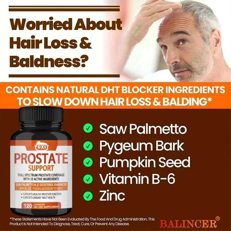 YUXIT Premium Saw Palmetto Supplement Antioxidant Vitamins Prostate Support Urinary