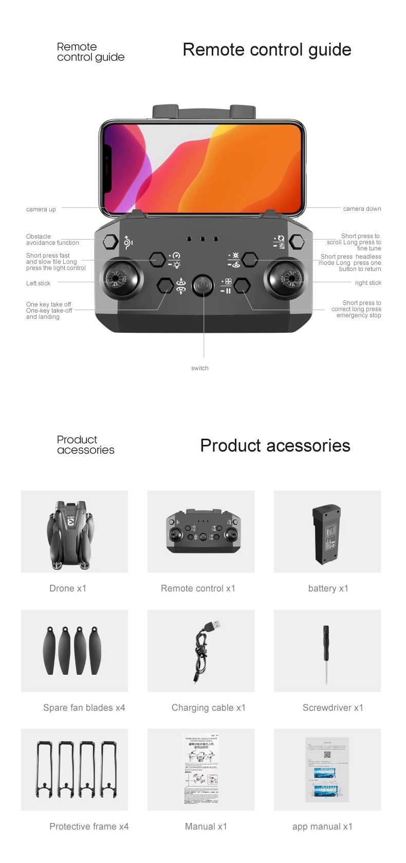 Drone 8K avec 3 Batteries - Caméra HD WiFi GPS Retourné