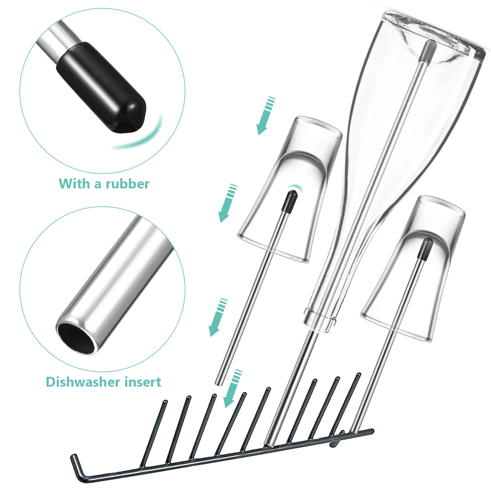 8 Pcs -in Drainer Dishwasher Baby Bottles Glass Holder Stick 3