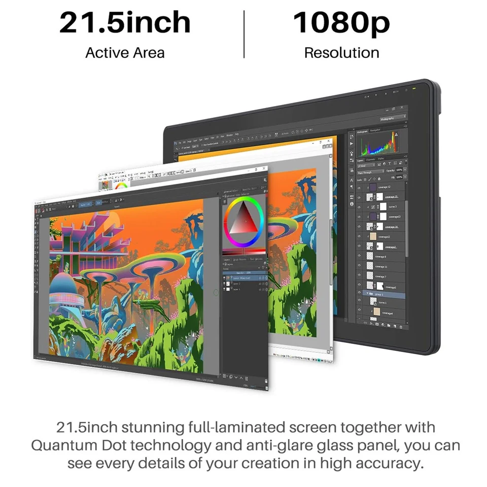 Huion-グラフィックモニターkamvas 22 plus描画タブレット、21.5インチ