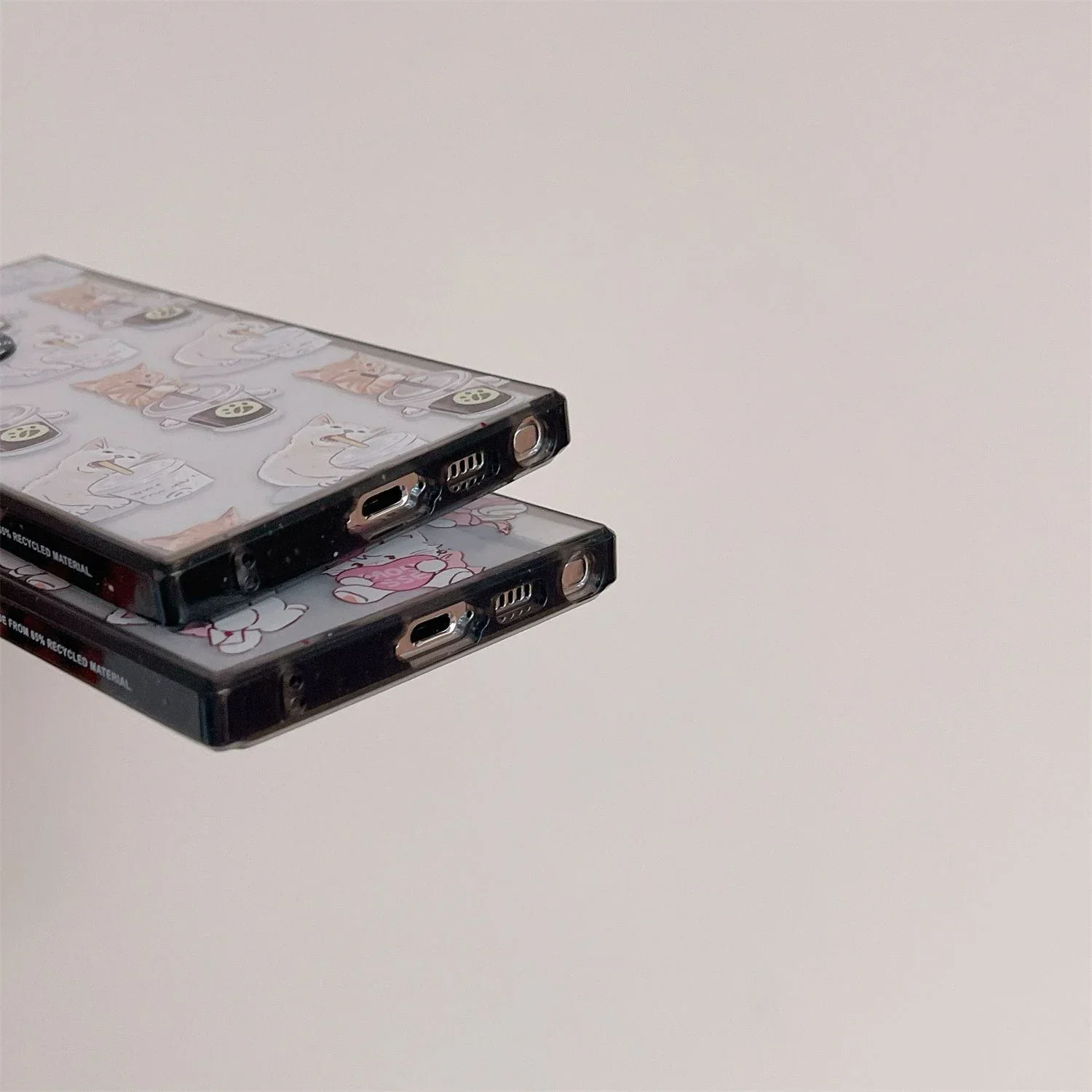 Cat Coffee Acrylic Black Border Case for Samsung Galaxy S22 S23 S24 Ultra S22+ S23+ S24 Plus Cover Protective Case