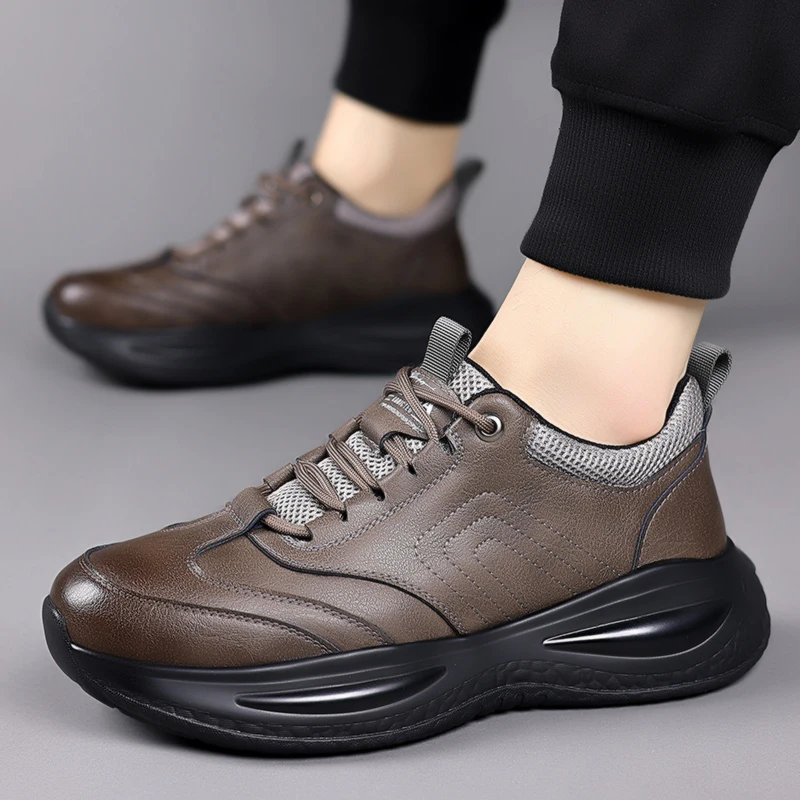 أحذية جلدية رجالية عصرية للخريف، أحذية رسمية كلاسيكية للأعمال، أحذية رياضية مريحة بنعل سميك للمكتب والخارج والمشي اليومي