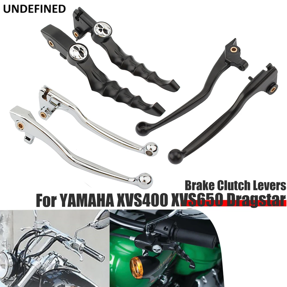

For YAMAHA XVS400 XVS650 Brake Clutch Levers Dragstar XVS 400 1996-2002 V-Star XVS 650 1997-2002 Black Skull Hand Levers