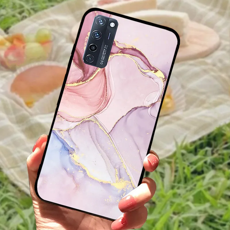 Enhanced Silicone Soft Marble Black Bumper Protective Case Cover