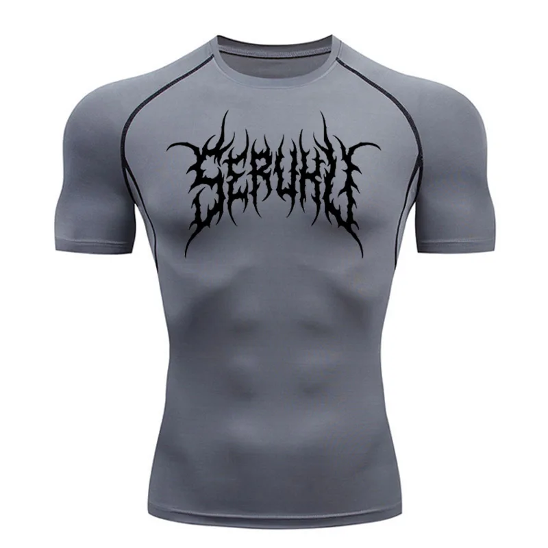 Compression Sports Shirt Short Sleeve Men Fitness T-Shirt Summer Running Quick Drying Top Gym Workout Bodybuilding