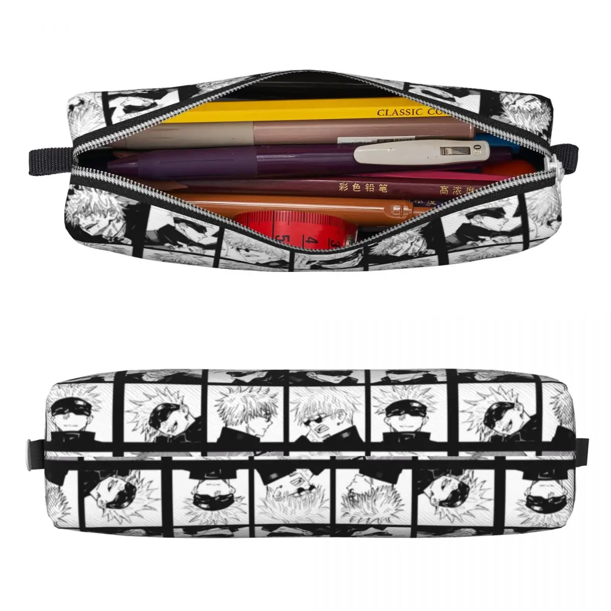 Jujutsu Gojo Satoru Collage Kaisen Pencil Case Comic Pencilcases Pen Holder for Student Large Storage Bag Supplies Stationery