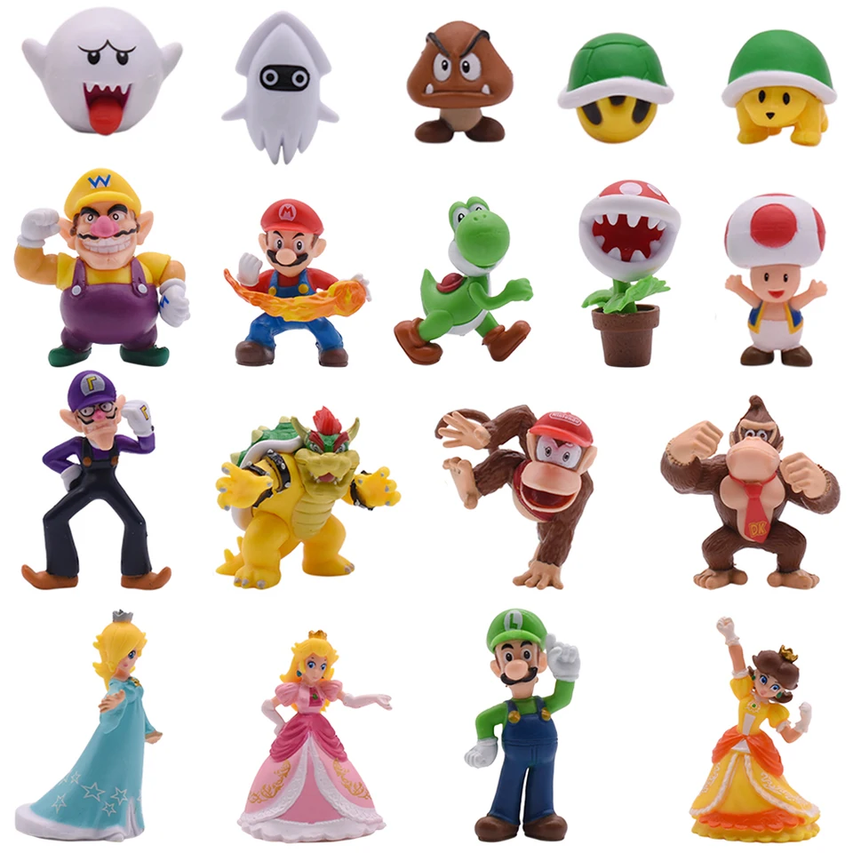 スーパーマリオのブロス。3-48 PVCアニメフィギュアセット,収集可能な