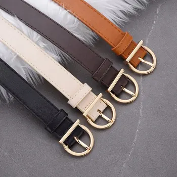 Women's Belt Fashion Pin Buckle Thin Belt Genuine Luxury Soft Belt Women with Cargo Pants Jeans Windproof Belt PU Leather Belt - Image 3