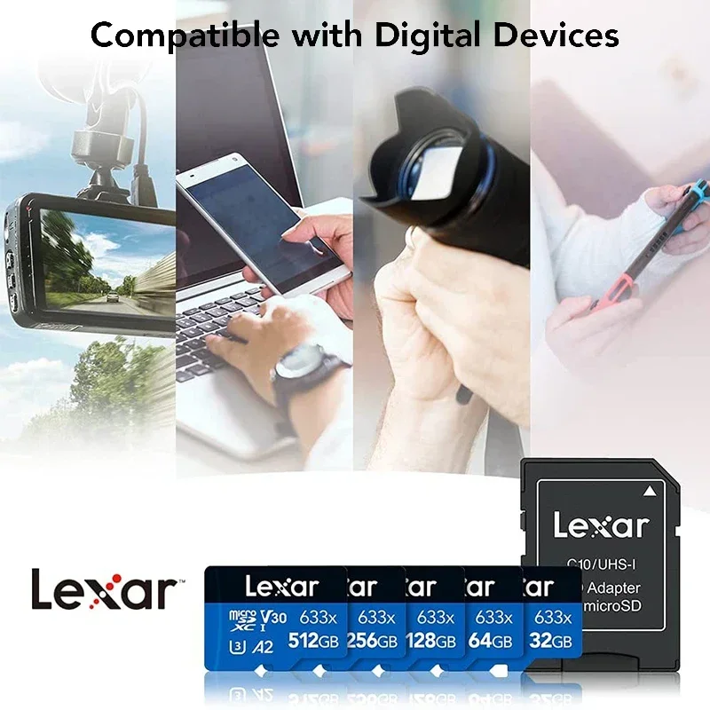 Lexar micro sd 128GB Original 32GB 64GB 256GB 512GB A1 A2 Class10 Memory  Card SDXC UHS-I SD/TF Flash Card V30 4K for Phone