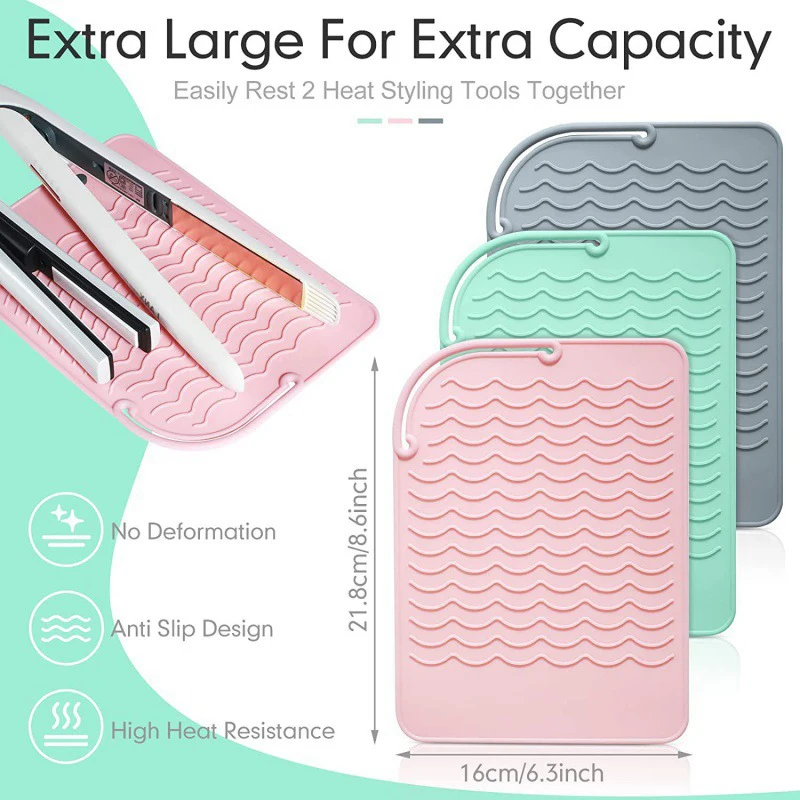 Description Picture 4 of item1pcs Multifunctional Silicone Heat Resistant Pad Insulation Mat for Hair Straightener Heat Curling Stick Curler Flat Irons