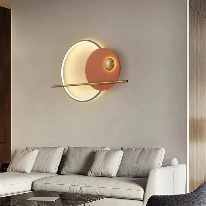 Nordic circle wall light sofa background decoration coloured lamp designer living room bedside lamp corridor wall lighting 5