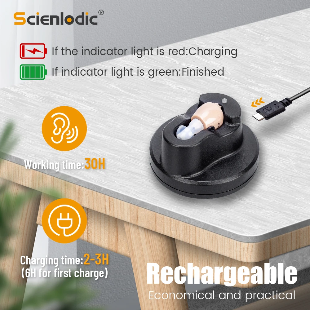 Hearing Aid Rechargeable Hearing Device ITE Ear Hearing Aids for The Elderly Audifonos Sound Amplifier for Deafness 2