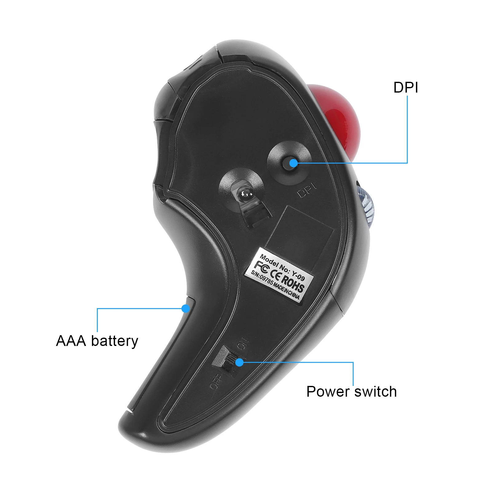 Mouse Trackball Ergonômico sem Fio Direita Mão Esquerda com Fio Usb Óptico Portátil Air Laser Mice para pc Tablet Laptop Computador - Imagem 2