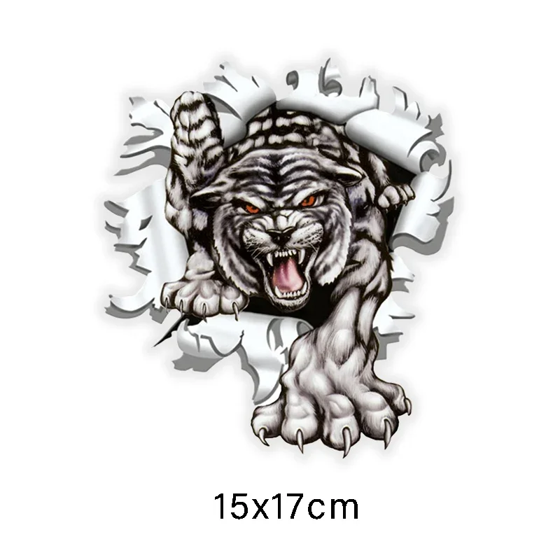 

Jpct Car Decal Tiger In Bullet Hole Colorful Funny Modeling Off Road Car Sticker Car Exterior PVC Decal, 30cm
