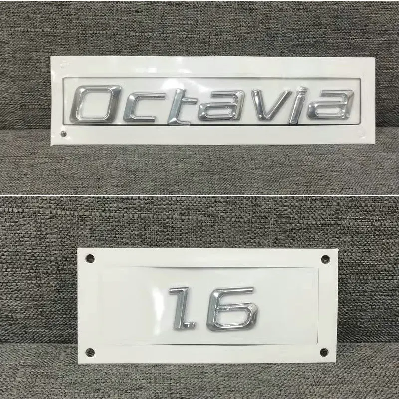 

Apply to SKD OCTAVIA Rear trunk lettering Rear endmark 1.6 Displacement standard OCTAVIA Alphabet silvery ABS plastic