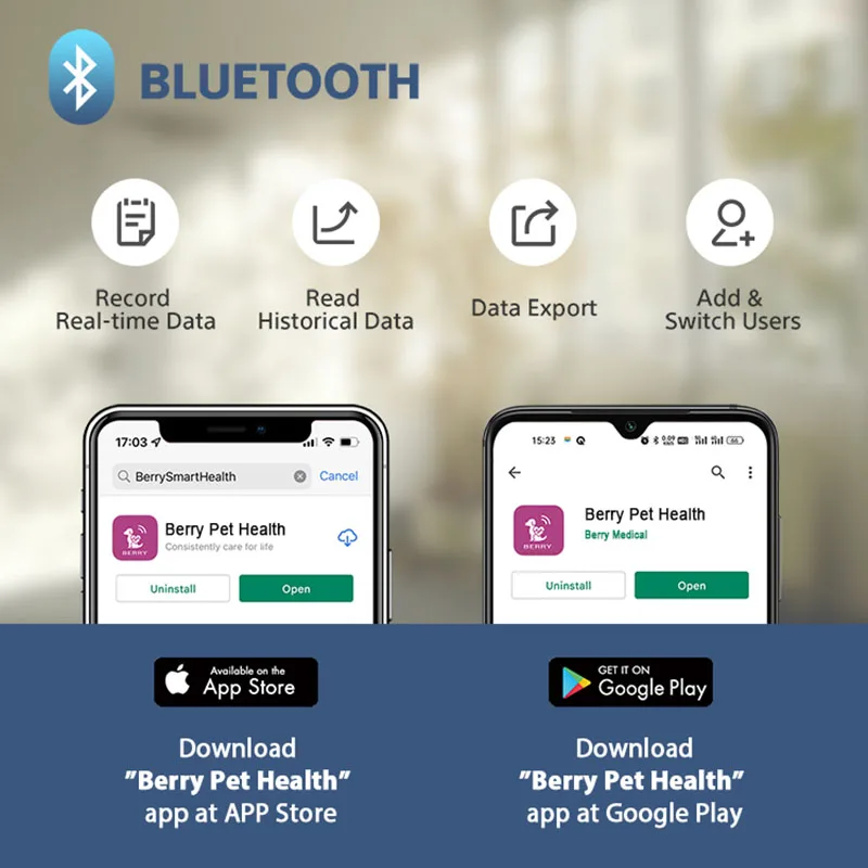 Berry Pet Health Bluetooth Veterinary Multiparameter Monitor Veterinary Blood Oxygen Meter Pet ECG Monitor