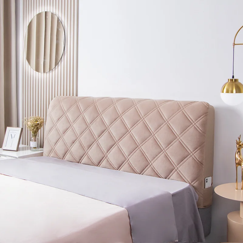 Plush Velvet Bed Headboard Cover Thicken Elastic Solid Color Bed Head Cover Luxury Full Piece Anti-Dust Back Protector velvet headboard cover,bed headboard cover