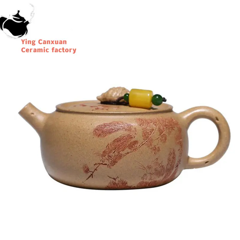 

120ml Chinese Yixing Purple Clay Teapots Small Capacity Handmade Squirrel Tea Pot Kettle High-end Zisha Tea Set Collection