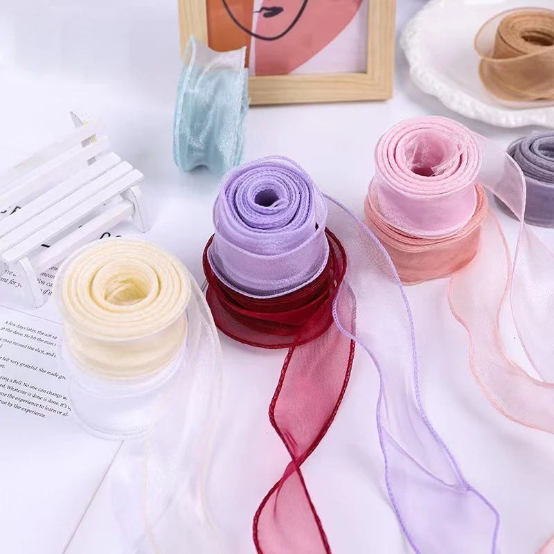 organza ribbon 40mm 10Yards Fishtail Yarn Wave Sheer Chiffon Organza Ribbons Gift Box Packaging Bouquet Wrapping Material Wedding Party Decor