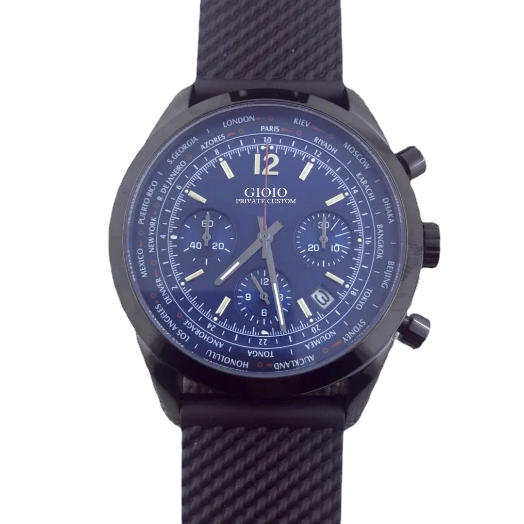 

quartz chronograph men watch black leather