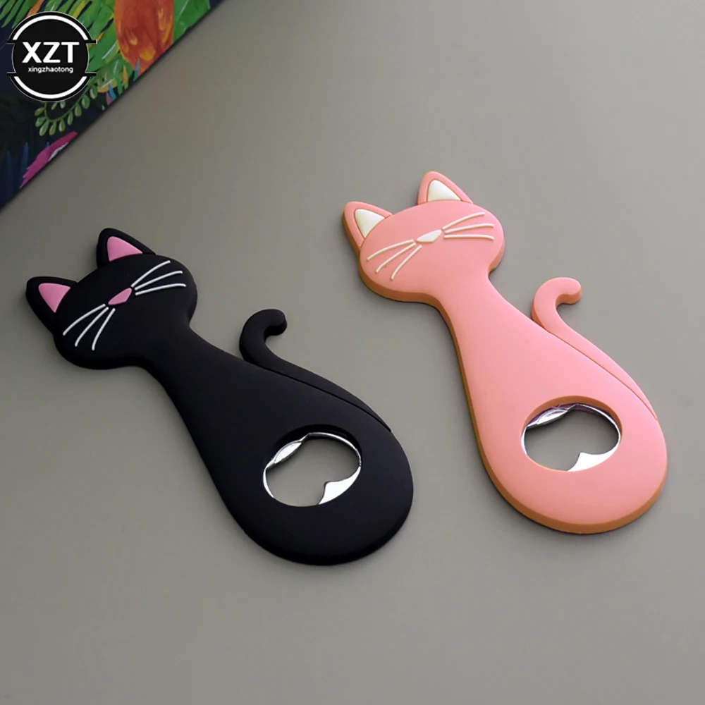 Bottle Opener Kitchen Tools Cute Cat Bottle Opener Cartoon Figure Magnetic Sucking Claw Beer Opener Soft Glue PVC Screwdriver Refrigerator Stickers