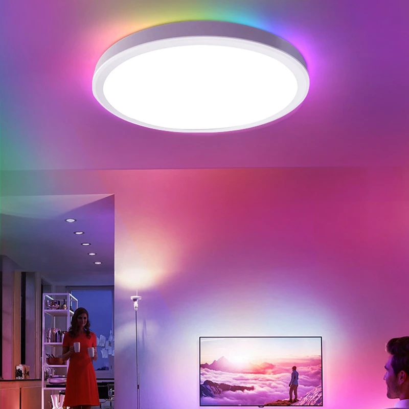 

12 Inch 28W RGB+3CCT LED Ceiling Light Three-Tone Light Bedroom Study Balcony Ceiling Light 85V-265V 3000K/4000K/6500K