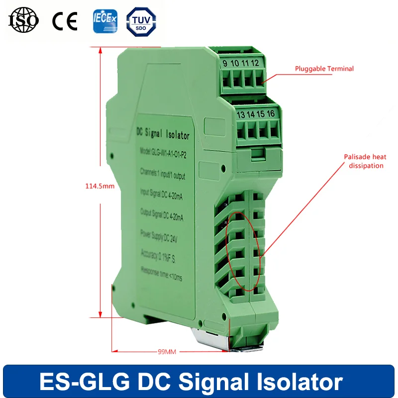 

Analog DC Signal Isolation Transmitter Multi-input, Multi-output 0-10V 4-20mA 0-5V Signal Isolator Current Voltage Sensor